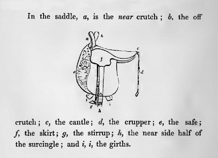 Diagram of a side-saddle from page 25 of "The Young Lady’s Equestrian Manual” 1838